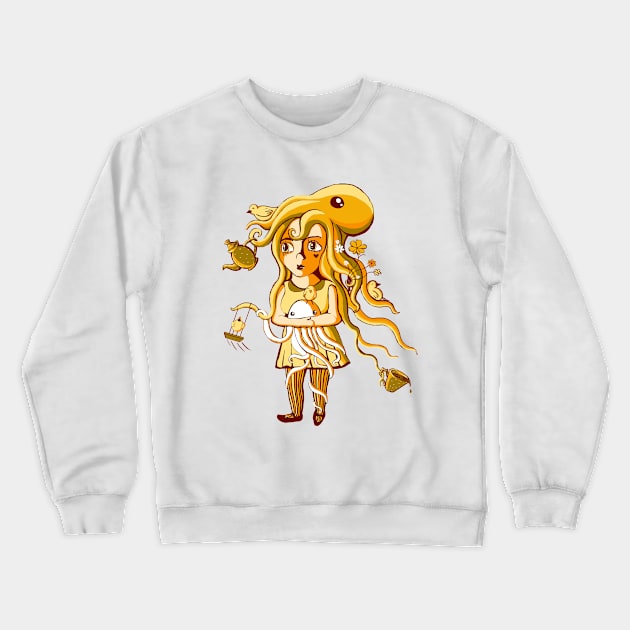 Tentacle Tea Time Crewneck Sweatshirt by SmannaTales